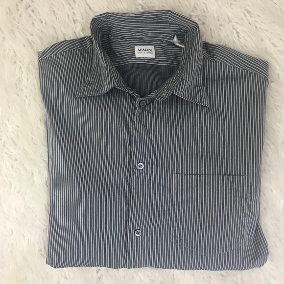 Armani Collezioni Other - Armani Collezioni Gray striped bitten down shirt